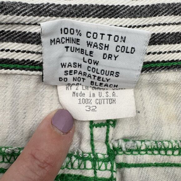 VTG Cross Colours Dig It Black White Striped Baggy Hip Hop Jeans 32 (30) USA - Picture 10 of 16